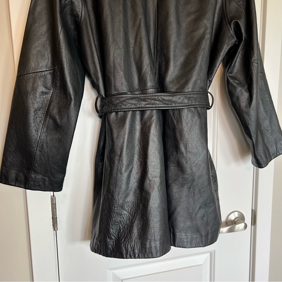 Vintage Women’s black leather jacket Genuine leather jacket Y2K style Size PL - Picture 4 of 6